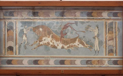 Bikaviadal-freskó Knósszoszból, Kr. e. 1550-1450 körül festve